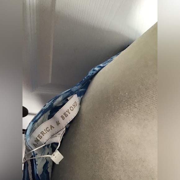 America & Beyond Elegant Long Dress 100% Viscose Blue and White with Lace Size S - Picture 6 of 9